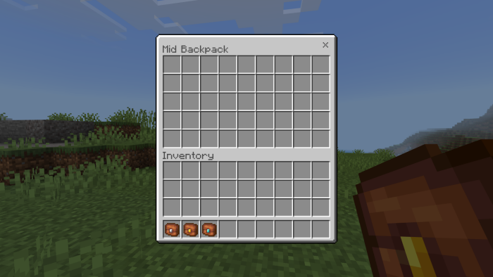 Mid Backpack inventory screen display.