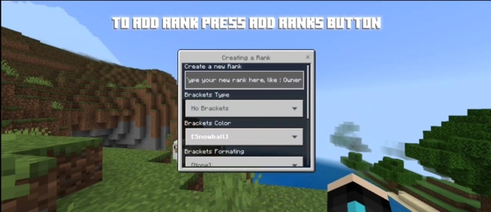 Rank creation menu in a game.
