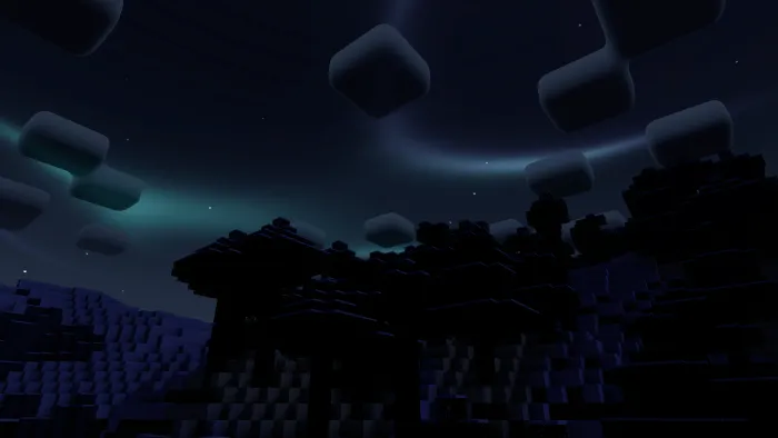 Night sky with glowing clouds.
