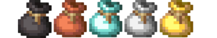 Colored pixelated bundles in a row.