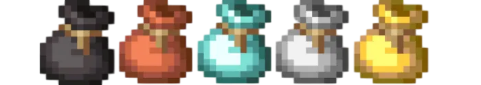 Colored pixelated bundles in a row.