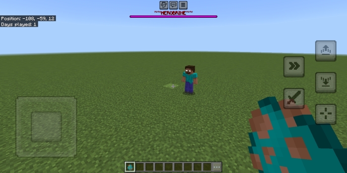 Character confronts Herobrine in-game.