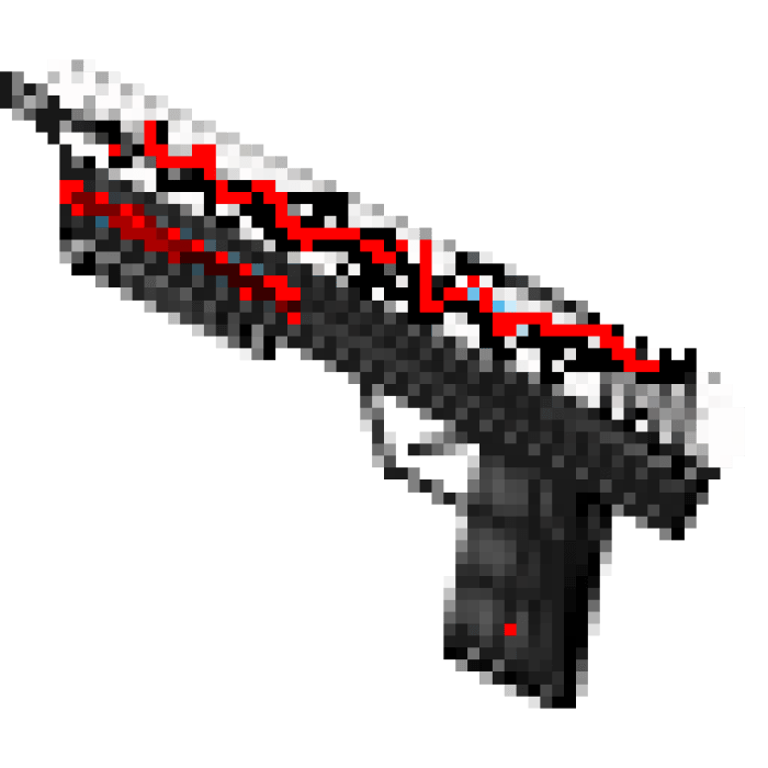 Pixelated gun with red accents