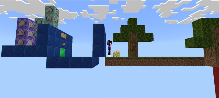 2D parkour map with blocks and trees