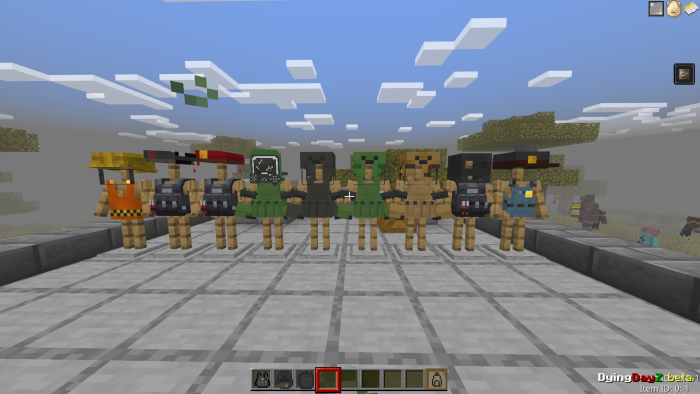 Armored mannequins on a stone platform.