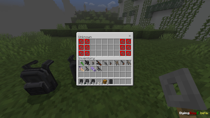 Inventory screen with guns and gear.