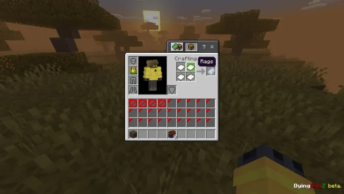Game inventory screen with sunset.