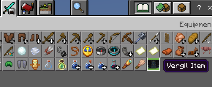 Inventory screen with Vergil Item.