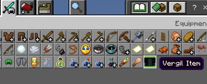 Inventory screen with Vergil Item.