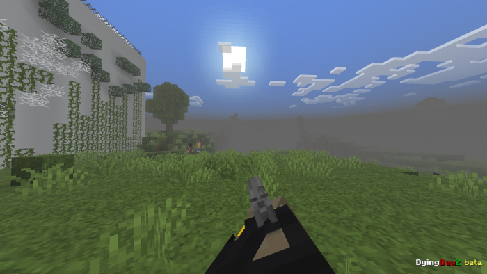 Pixelated landscape with gun view.