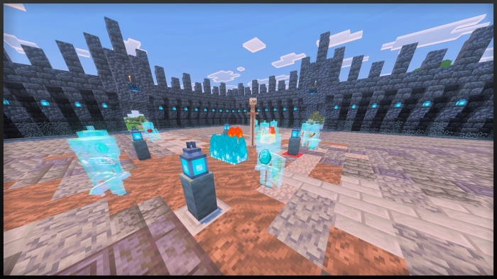 Arena with mystical glowing elements.