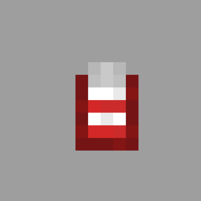 Pixelated red and white block design.