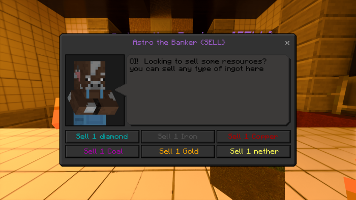 NPC trade menu with selling options.