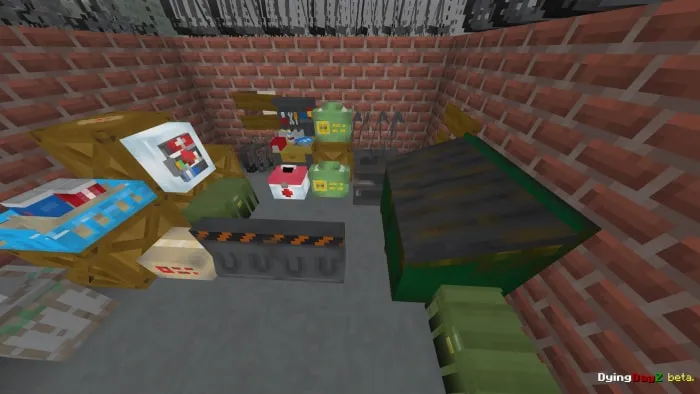 Cluttered room with various 3D items.