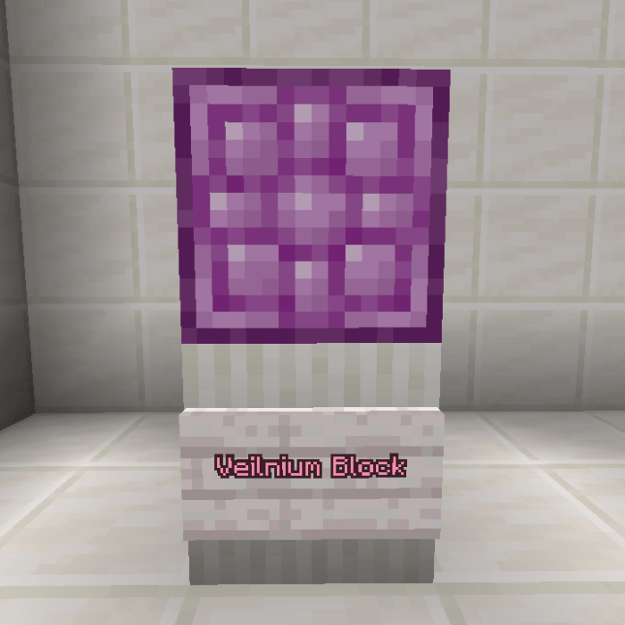 Purple Veilnium Block on display.