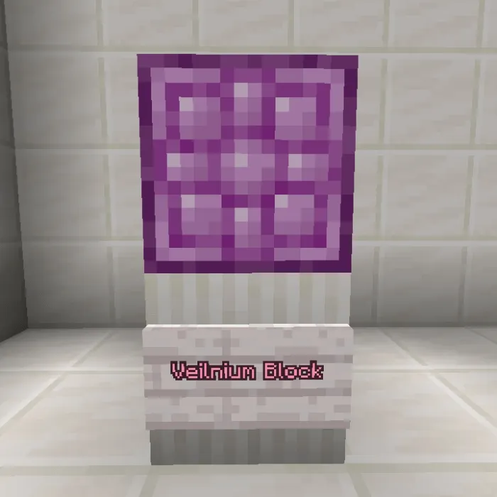 Purple Veilnium Block on display.