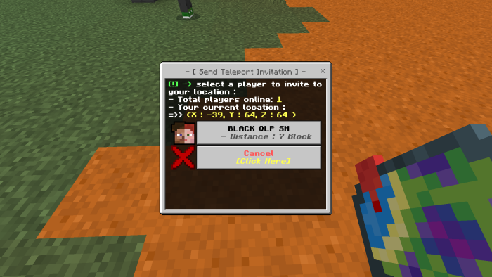 Teleport invite screen with map.