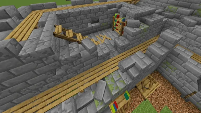 Medieval stone structure with wooden floors.