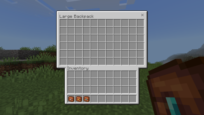 Large backpack inventory interface.
