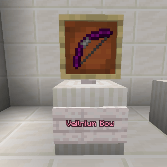 Veilnium Bow on display stand.