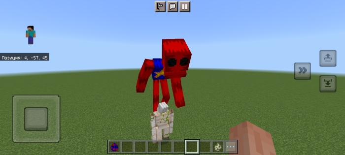 Red monster towering over a golem.