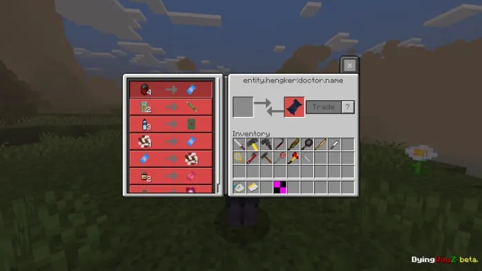 Game trade interface with inventory items.