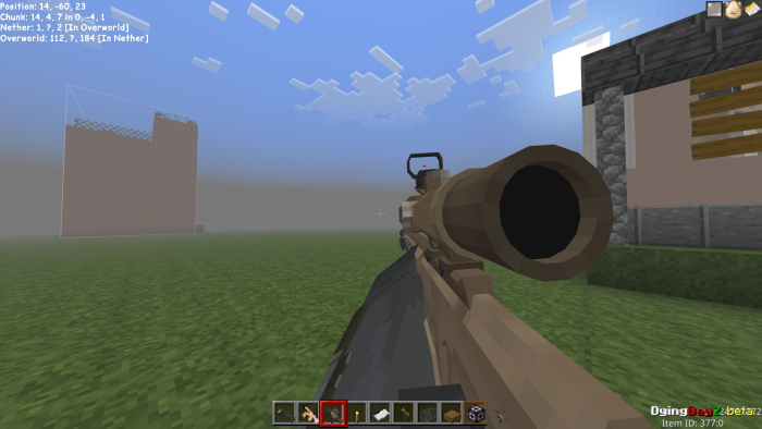 First-person view aiming with a rifle.