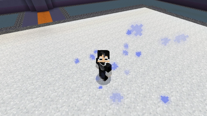 Character with blue particles effect.