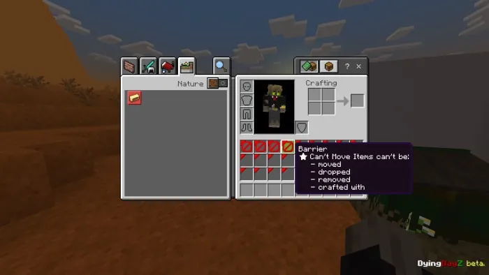 Game inventory with items and stats.