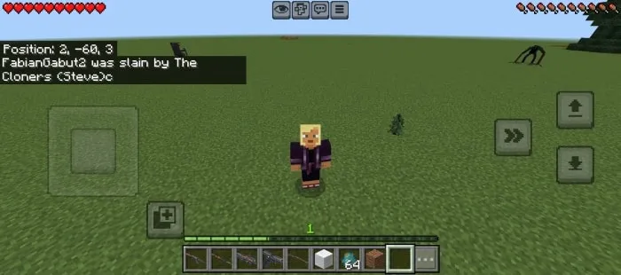 Player slain by Cloners in-game screen.