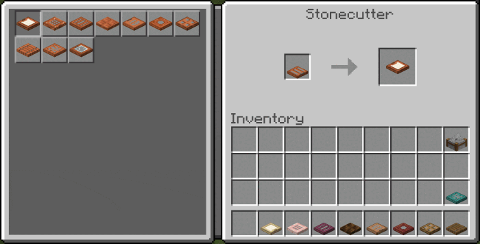 Crafting trapdoors in Stonecutter.