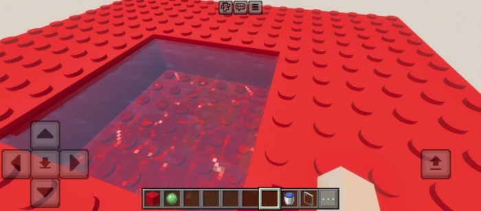 Red LEGO-style block with water inset.