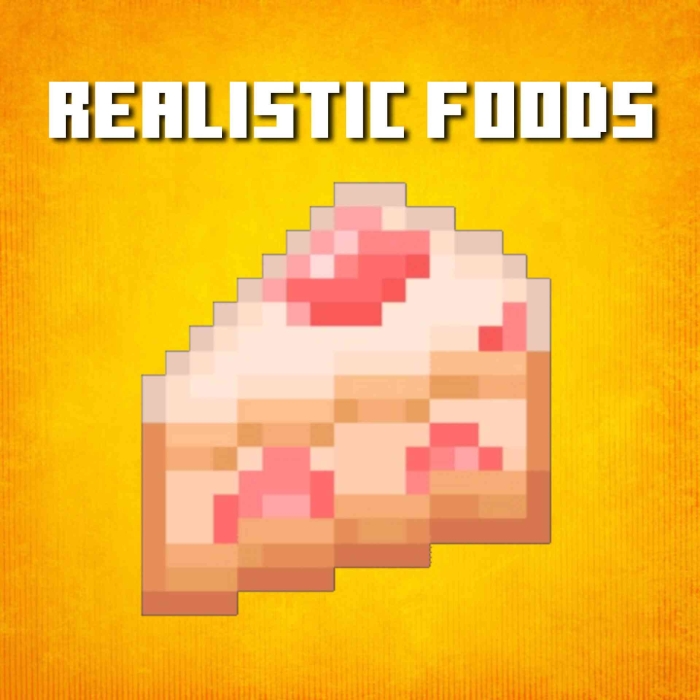 Pixelated cake slice on yellow background.