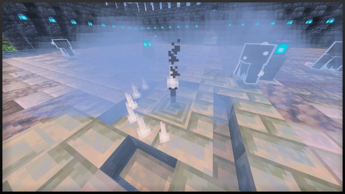 Glowing skeletons in a misty arena.