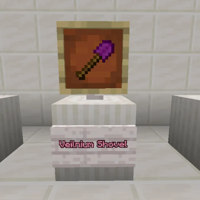 Veilnium Shovel displayed in a frame.