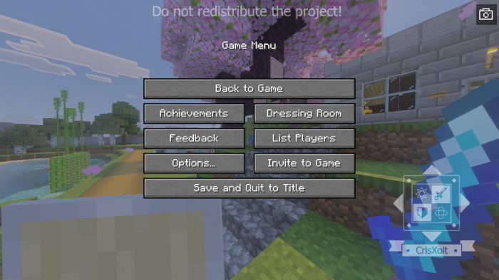 Game menu overlay with landscape view.