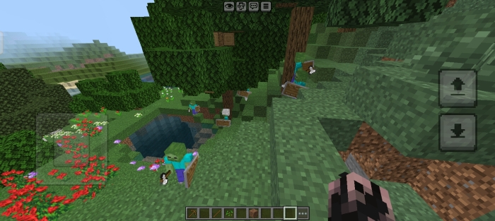 Aggressive zombies on a hillside.