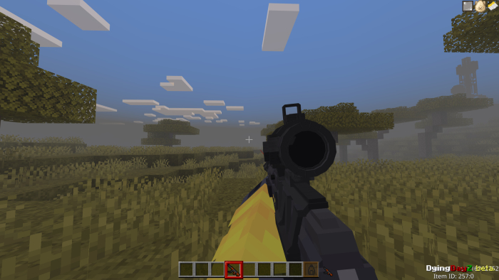 First-person view with a rifle aim.
