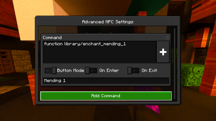 Advanced NPC settings interface.