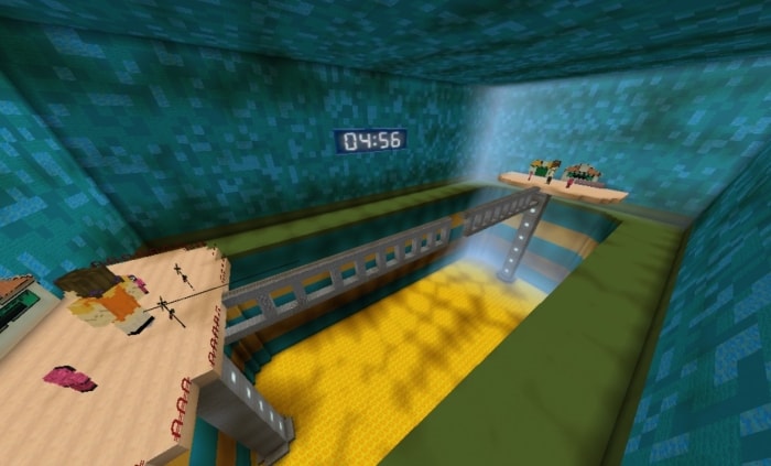 Blocky jump rope game map with timer.