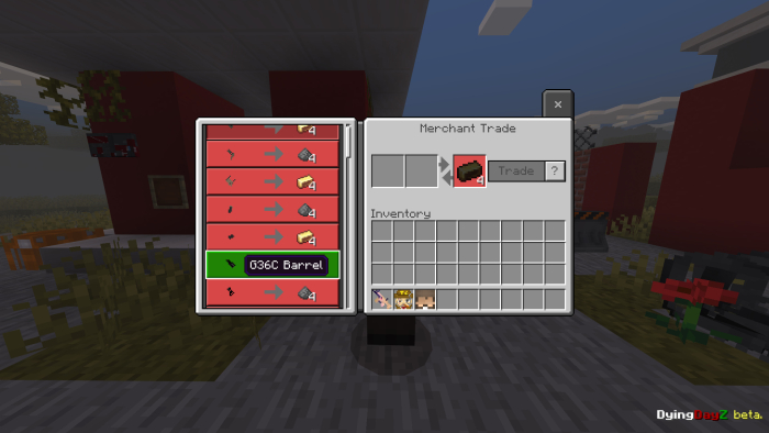 Merchant trade menu in a game mod.