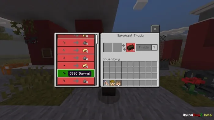 Merchant trade menu in a game mod.