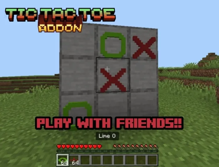 Tic Tac Toe board with colorful X and O blocks