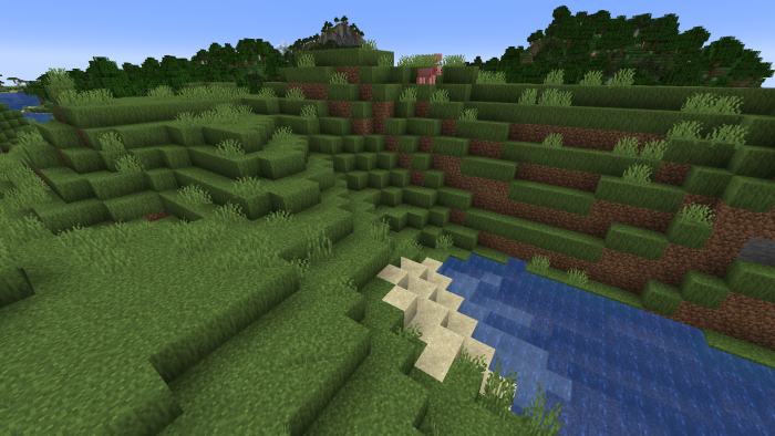 Seamless grassy landscape with water.