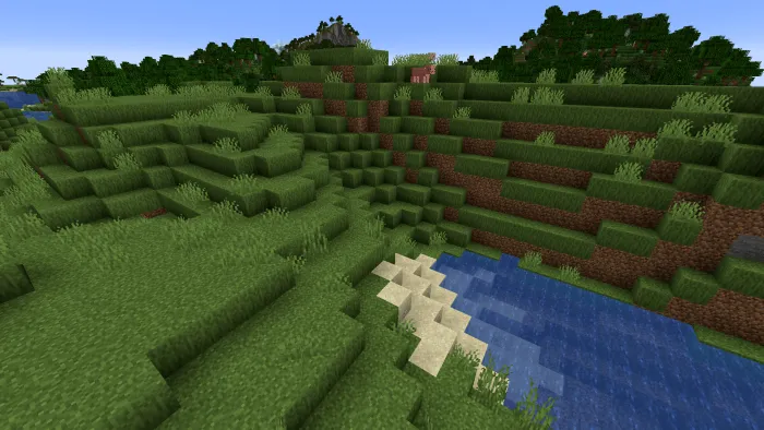 Seamless grassy landscape with water.