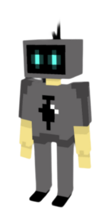 Robot character in blocky style.