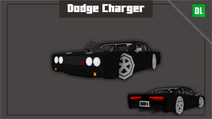 Blocky Dodge Charger model display.