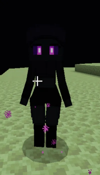 Anime-style character in blocky world.