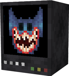 Pixelated monster face on a screen.