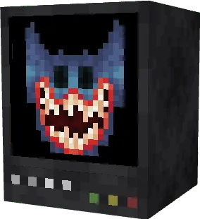 Pixelated monster face on a screen.